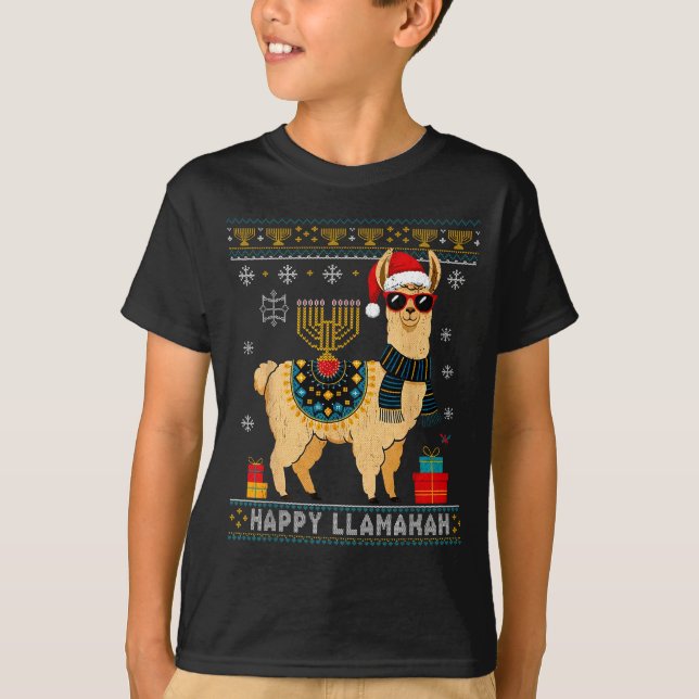 Happy Llamakah Funny Ugly Hanukkah Sweater Llama P (Anverso)