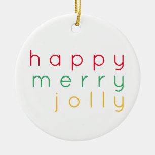 HAPPY MERRY JOLLY Ornamento de Círculo cerámico