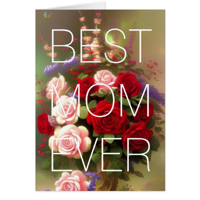 Happy Mother's Day Card Red Pink Roses Floral (Frente)