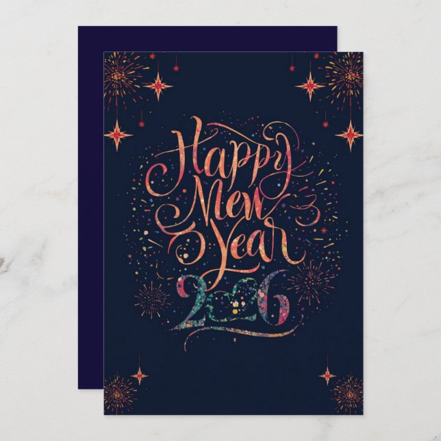 Happy new year 2026 Flat Card (Anverso / Reverso)