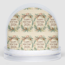 happy new year 2026 rustic snow globe