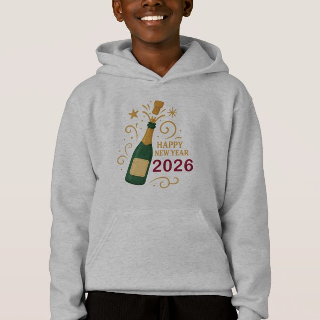 Happy New Year  Champagne Kids’ Pullover Hoodie (Anverso)