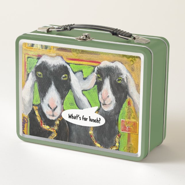 Happy Nigerian Goats "What's For Lunch?" lunch box (Anverso)