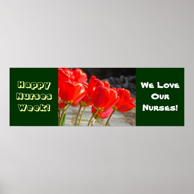 Happy Nurses Week Banner Posters Red Tulips (Frente)