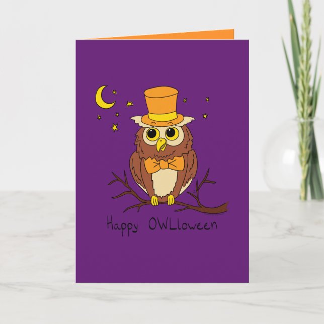 Happy Owloween - Graciosa Tarjeta de saludo de Hal (Anverso)