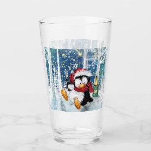 Happy Penguin Funny Navidades Glass