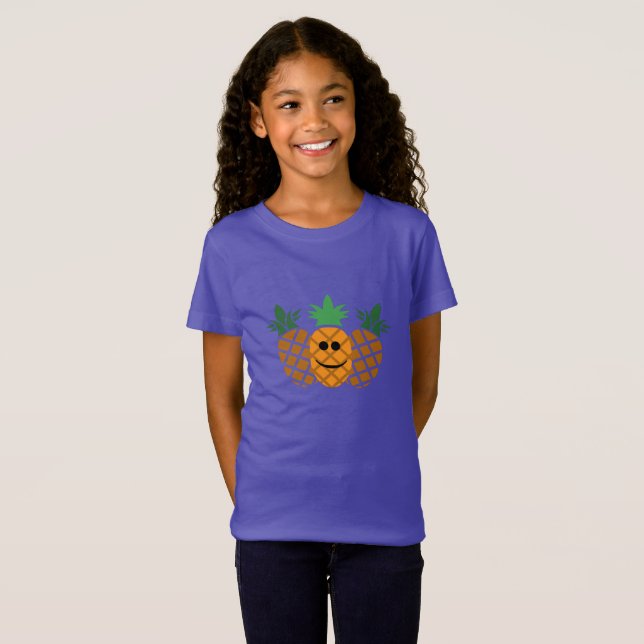 Happy Pineapple Design - Chica Fine Jersey T-Shir (Anverso completo)