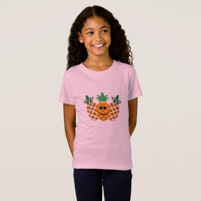 Happy Pineapple Design - Chica Fine Jersey T-Shir (Anverso completo)