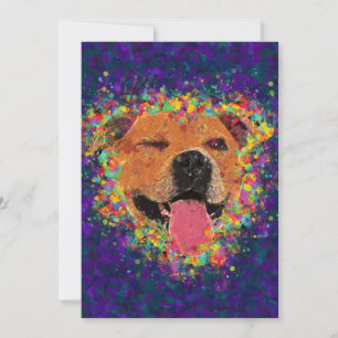 Happy Pit Bull de 5" x 7" Imprimir en Cardstock