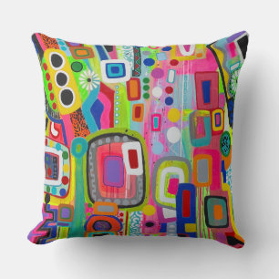 Happy Place 20 x 20 Cojín decorativo de algodón