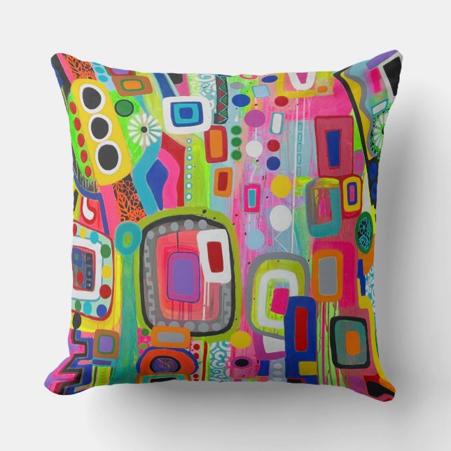 Happy Place 20 x 20 Cojín decorativo de algodón (Anverso)