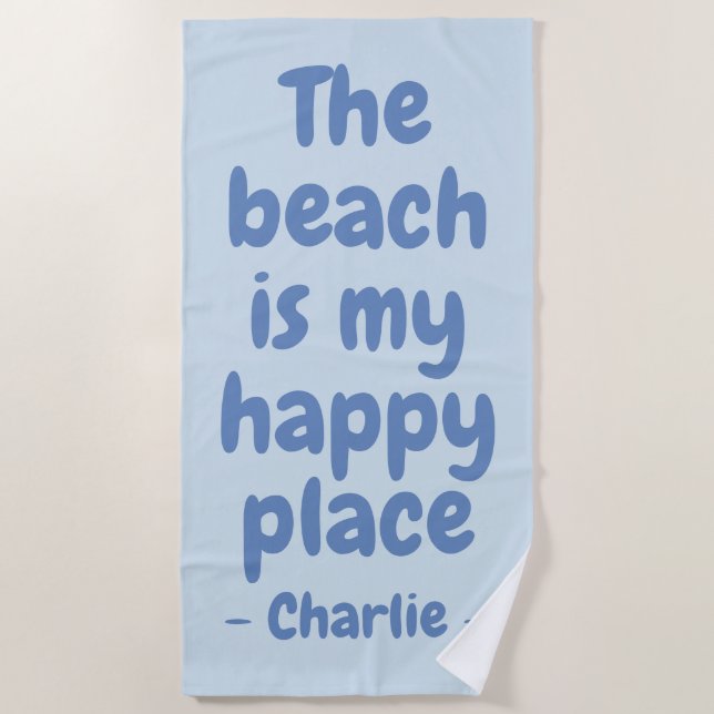 Happy Place nombre personalizado toalla de playa (Anverso)