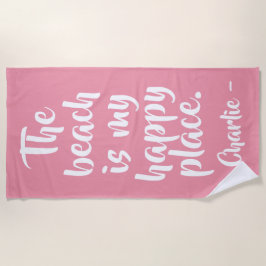 Happy Place, nombre personalizado toalla de playa