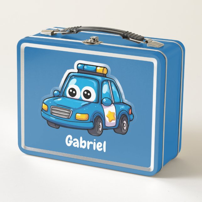 Happy Police Car, Boys, Personalized Blue  (Anverso)