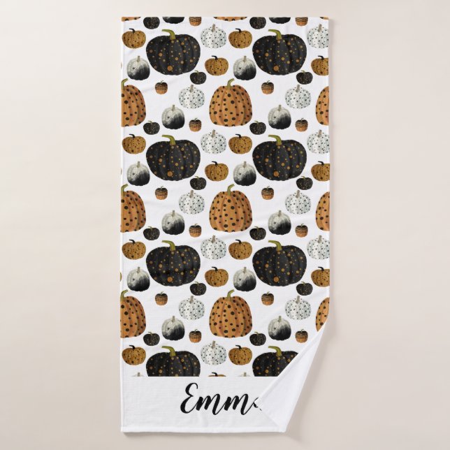 Happy print polka dots pumpkin  (Toalla de baño)