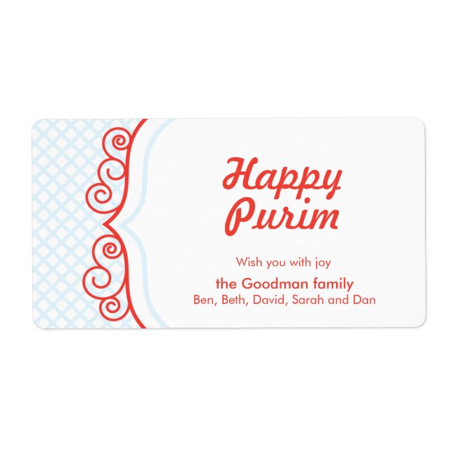 Happy Purim - Etiqueta Gif (Frente)