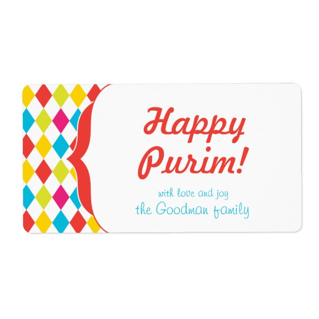 Happy Purim - Etiqueta Gif (Frente)