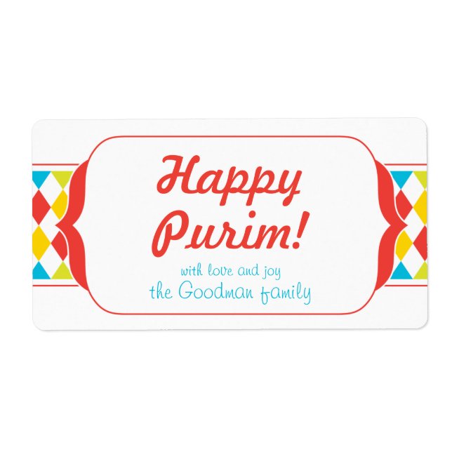 Happy Purim - Etiqueta Gif (Frente)