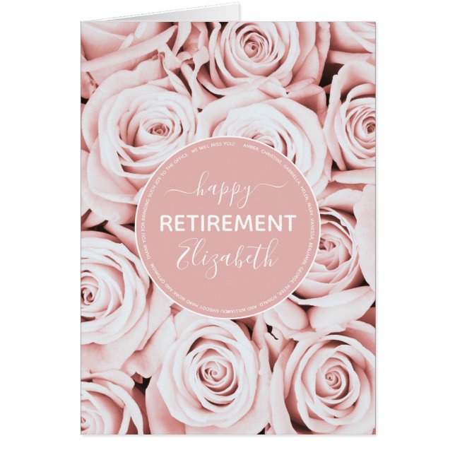 Happy Retirement blush color rosa nombre de escrit (Frente)