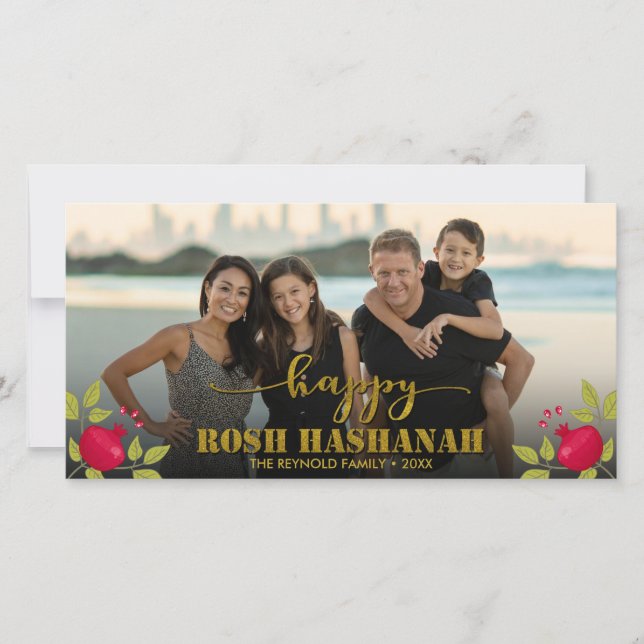 Happy Rosh Hashanah Luxury Gold Script Photo (Anverso)