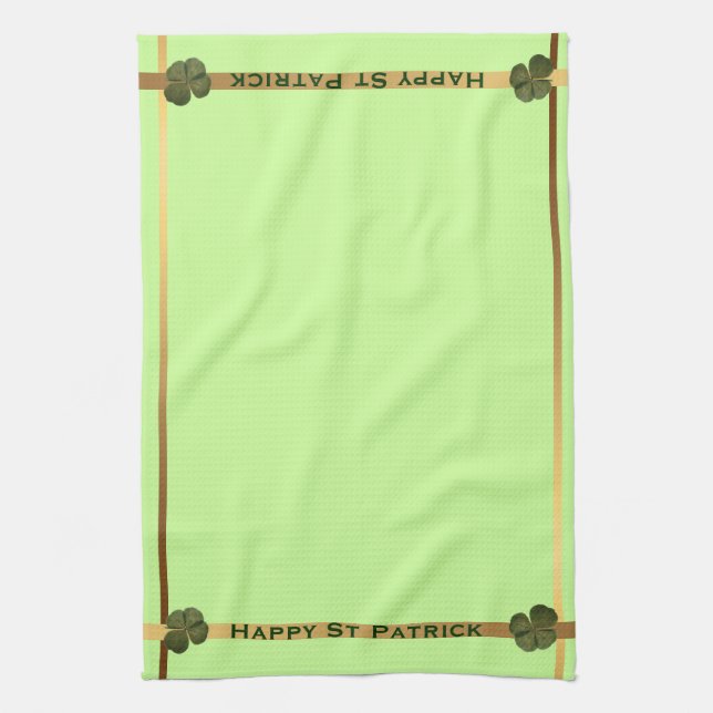 Happy St Patrick R4 deja Clover Kitchen Toalla 3 (Vertical)