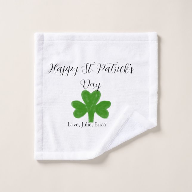 Happy St. Patrick's day green shamrock name  (Toallita)
