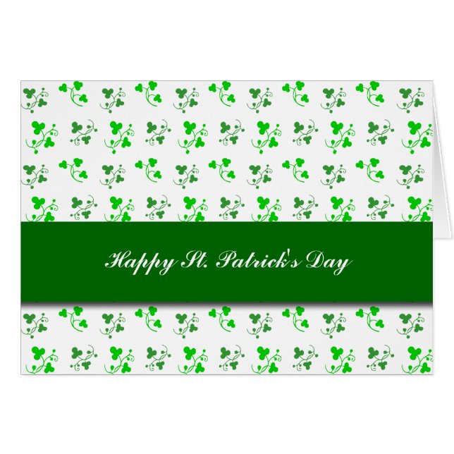 Happy St. Patrick's Day Shamrock Pattern Card (Anverso (Horizontal))