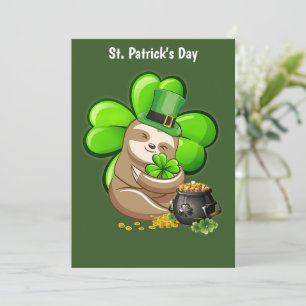 Happy St. Patrick's Day Sloth con tarjeta de bienv
