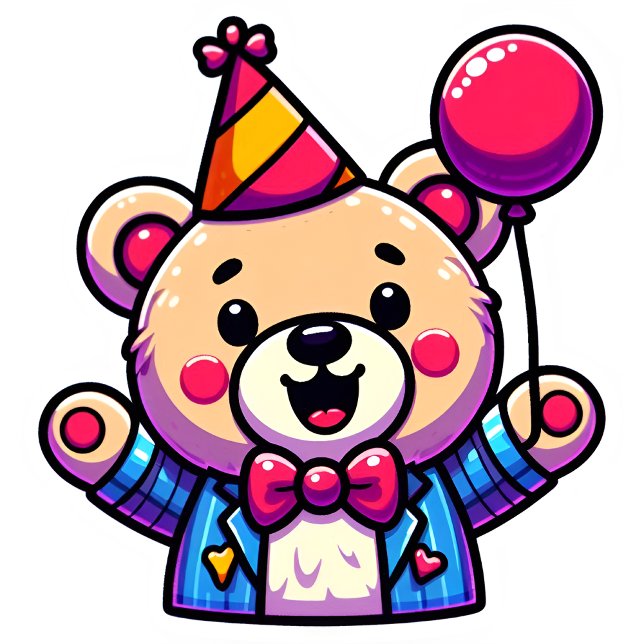 Happy Teddy Bear with Party Attire in a Doodle (Subido por el creador)