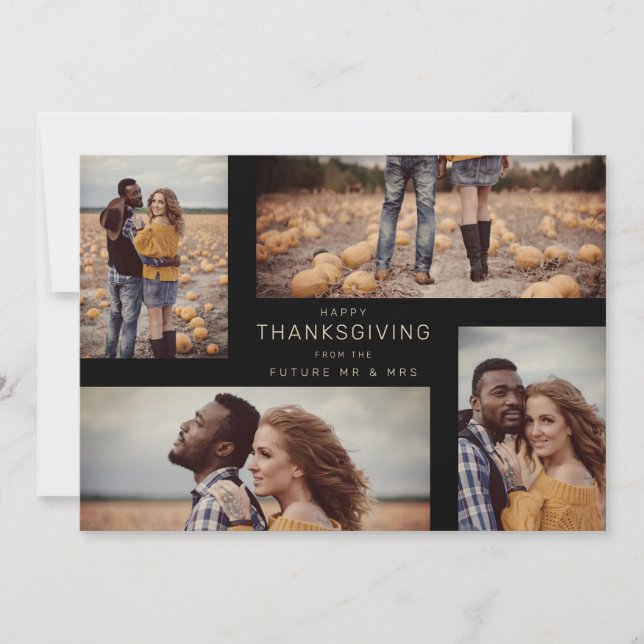 Happy Thanksgiving 4 Photos Wedding Save Date (Anverso)