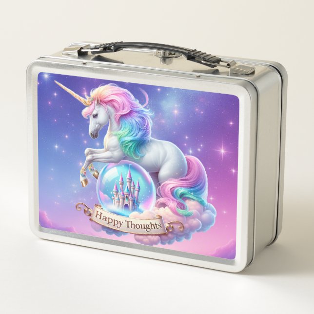 Happy Thoughts Unicorn Castle Metal Lunchbox (Reverso)