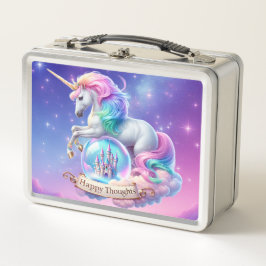 Happy Thoughts Unicorn Castle Metal Lunchbox