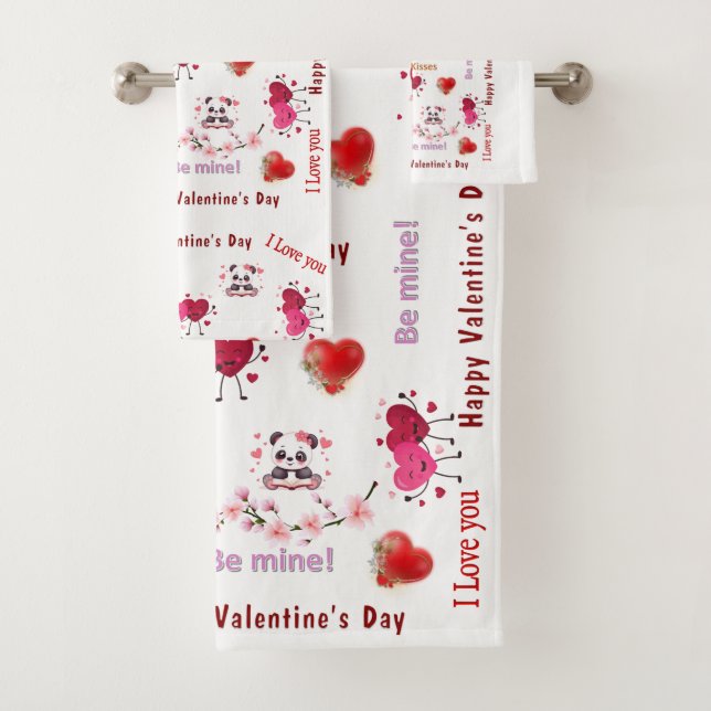 Happy Valentine's Day Couple  Bathroom Towel Sets  (In situ)