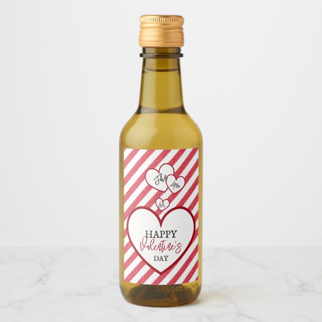 Happy Valentine's Day Red Hearts Chalk Stripes (Anverso)