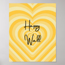 HAPPY WALL amarillo poster de arte de pared