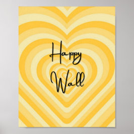HAPPY WALL amarillo poster de arte de pared