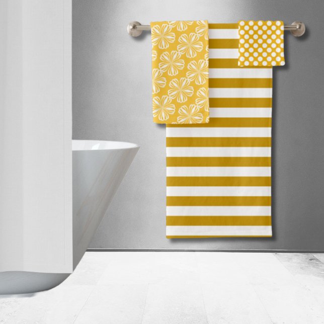 Happy Yellow Stripes Floral Polka Dot (Happy Yellow Stripes Floral Polka Dot Bath Towel Set)