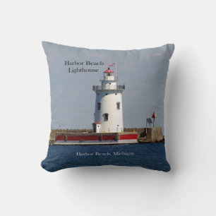 Harbour Beach Lighthouse almohada cuadrada