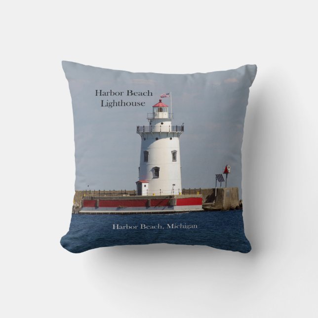 Harbour Beach Lighthouse almohada cuadrada (Anverso)