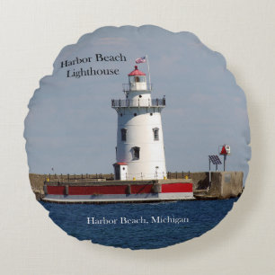 Harbour Beach Lighthouse almohada redonda