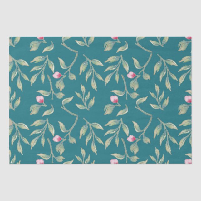 Harbour Blue Floral Tejido Papel (Anverso)