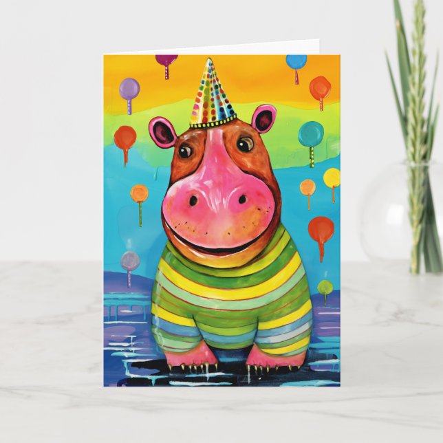 Harbour Fest Hippo: Tarjeta de cumpleaños para niñ (Anverso)