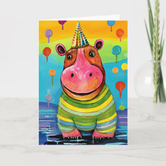 Harbour Fest Hippo: Tarjeta de cumpleaños para niñ