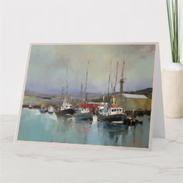 Harbour Scene Tarjeta de felicitación plegada gran