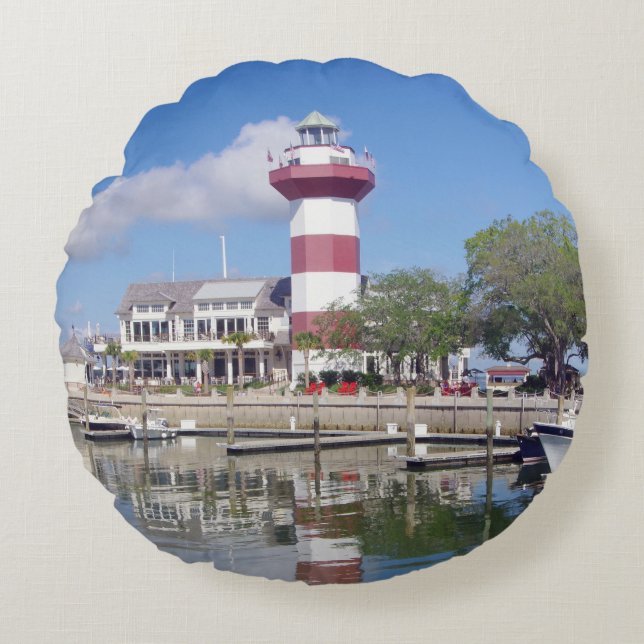 Harbour Town Lighthouse almohada redonda (Anverso)