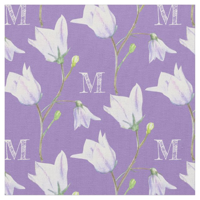 Harebell monograma tela azul púrpura (De cerca)