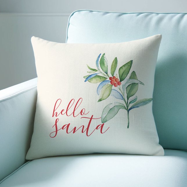 Harina de acuarela de almohadas de vacaciones para (Cute Christmas throw pillow botanical watercolor art by Victoria Grigaliunas Do Tell A Belle)