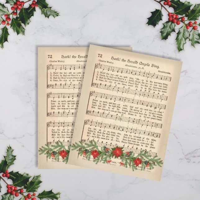 Hark, la hoja musical de los ángeles del Herald ca (Vintage Christmas Sheet Music paper sheets)