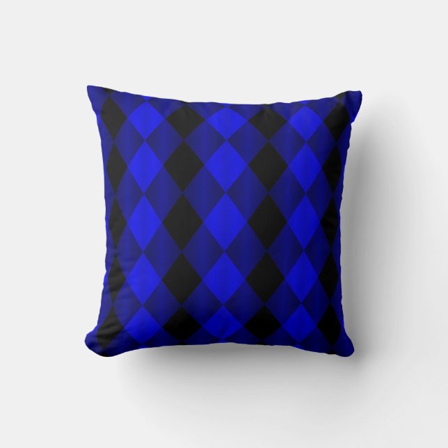Harlequin doblado, almohada cuadrada azul-negra os (Anverso)