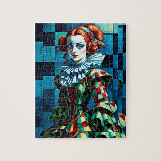 "Harlequin Elegance: arte de rompecabezas premium" (Vertical)